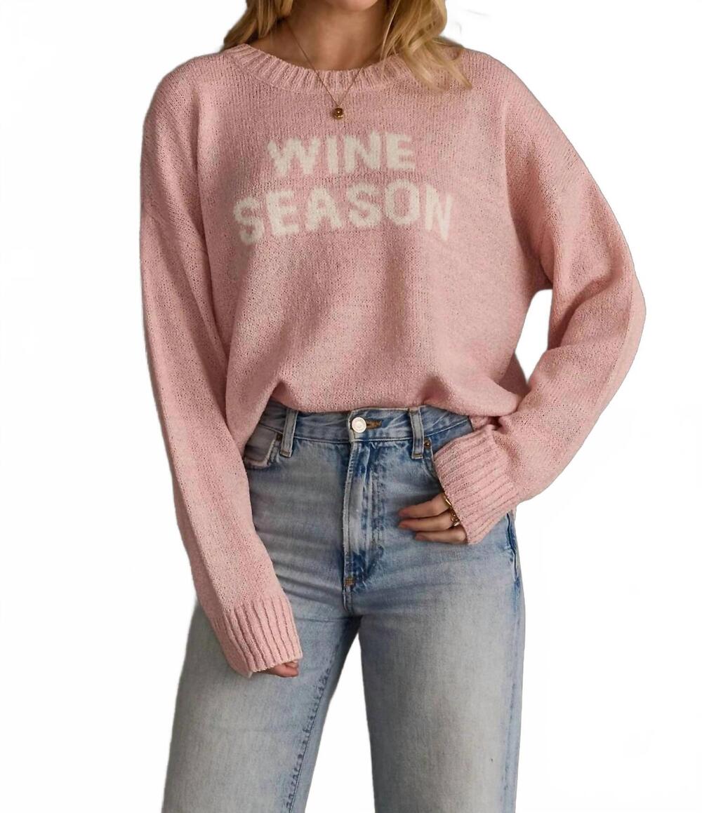 NEW PANACHE APPAREL wine season sweater in pink / white